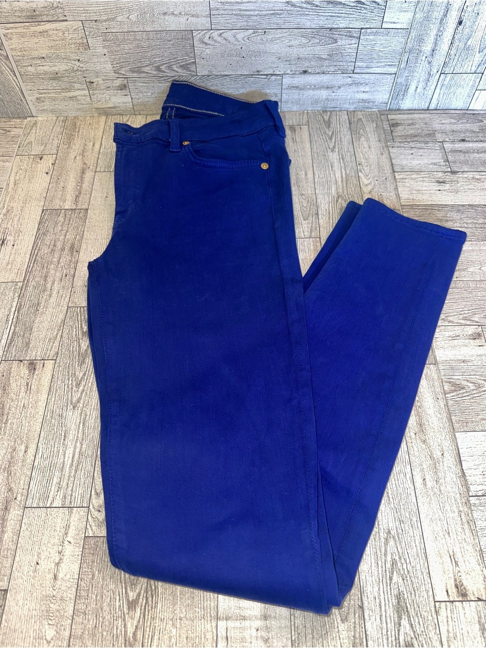 7 For All Mankind Royal Blue Skinny Jeans size 27